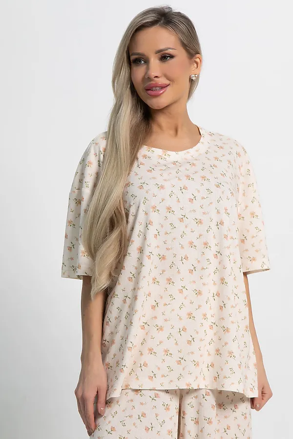 Костюм домашний с брюками Мона LADY TAIGA, бежево-розовый - фото 2