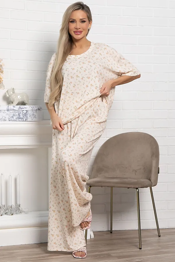 Костюм домашний с брюками Мона LADY TAIGA, бежево-розовый - фото 2