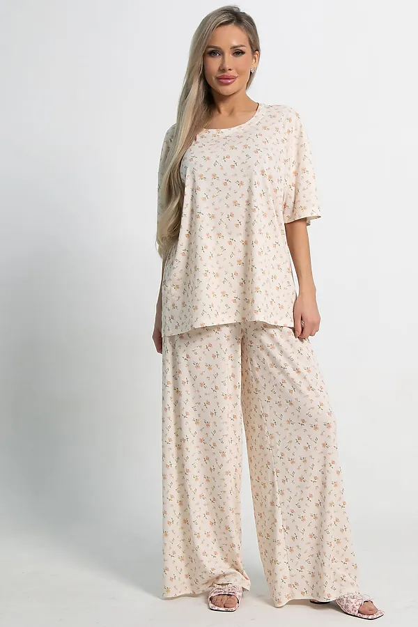 Костюм домашний с брюками Мона LADY TAIGA, бежево-розовый - фото 2