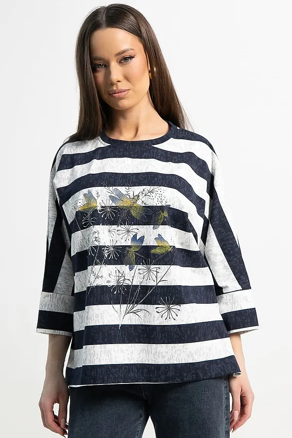 Блуза Серебряный полет LADY TAIGA, бело-синяя - фото 2