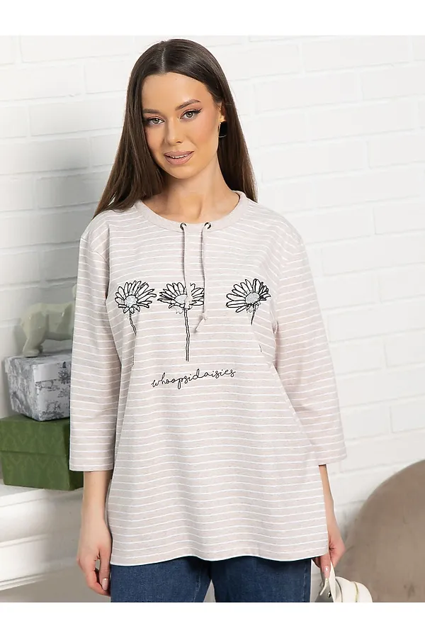 Блуза Сияющий набросок LADY TAIGA, бежевая - фото 2