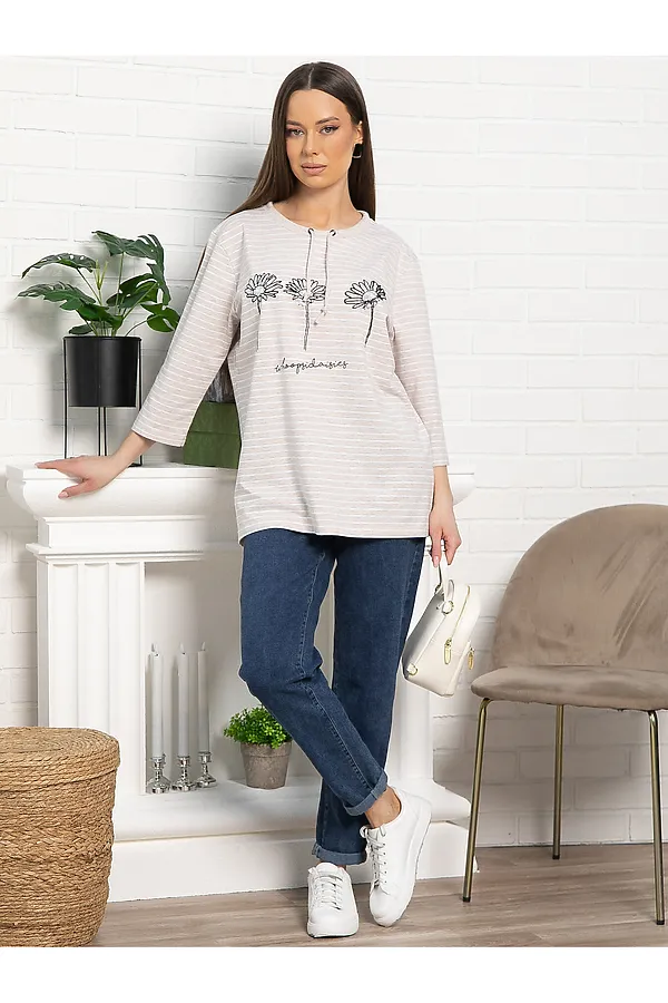 Блуза Сияющий набросок LADY TAIGA, бежевая - фото 2