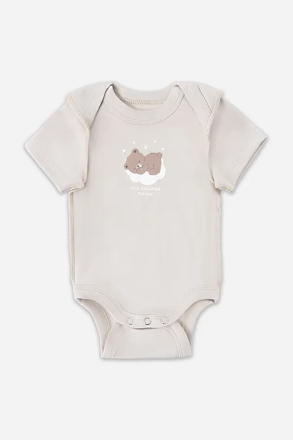 Боди детское (2шт.) MARK FORMELLE, серо-коричневый +бежевый +печать - фото 2