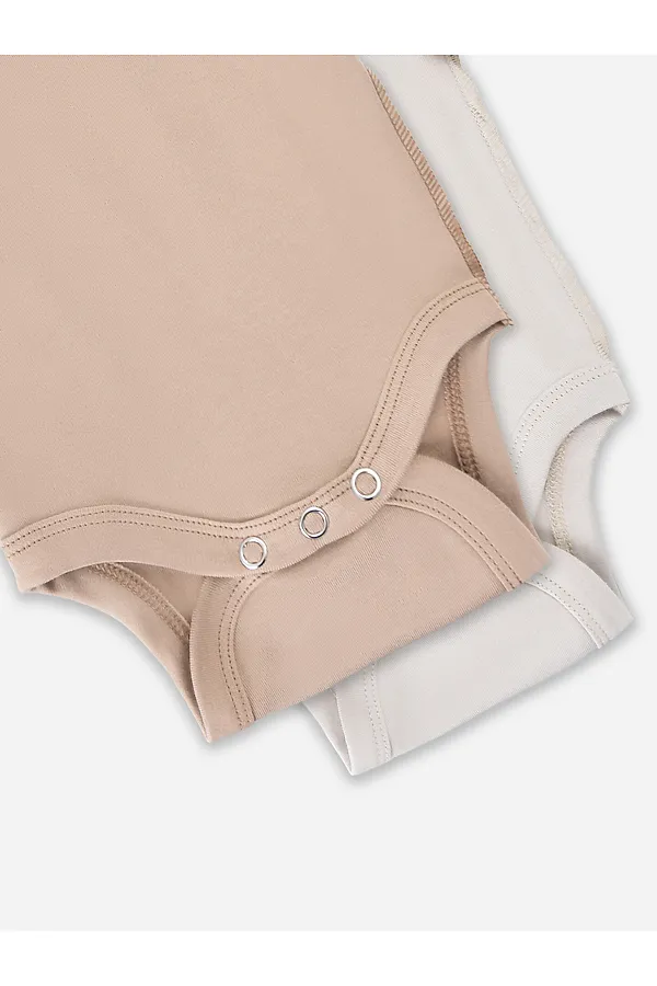 Боди детское (2шт.) MARK FORMELLE, серо-коричневый +бежевый +печать - фото 2