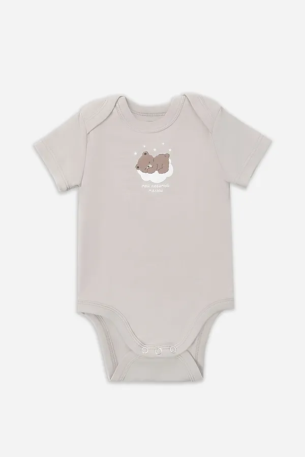 Боди детское (2шт.) MARK FORMELLE, серо-коричневый +бежевый +печать - фото 2