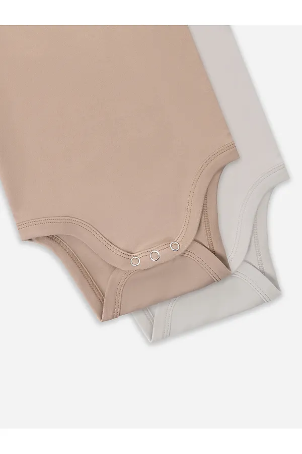 Боди детское (2шт.) MARK FORMELLE, серо-коричневый +бежевый +печать - фото 2