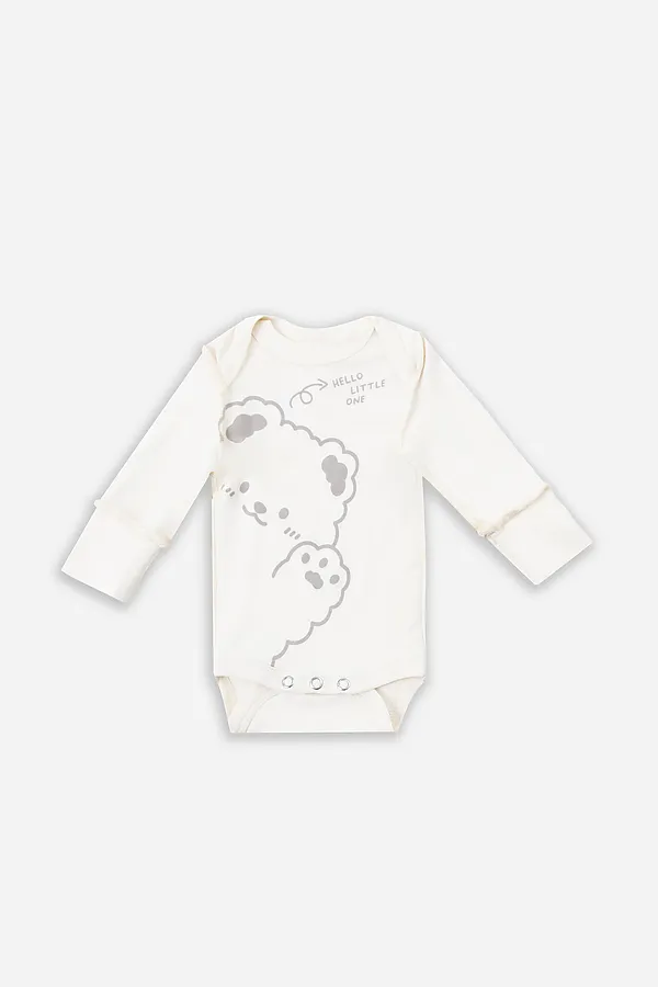 Боди детское (3шт.) MARK FORMELLE, молочный +серо-коричневый +бежевый +печать - фото 2