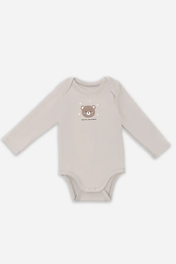 Боди детское (3шт.) MARK FORMELLE, молочный +серо-коричневый +бежевый +печать - фото 2