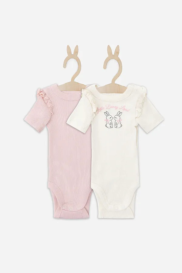 Боди детское (2шт.) MARK FORMELLE, молочный +розовый +печать - фото 2