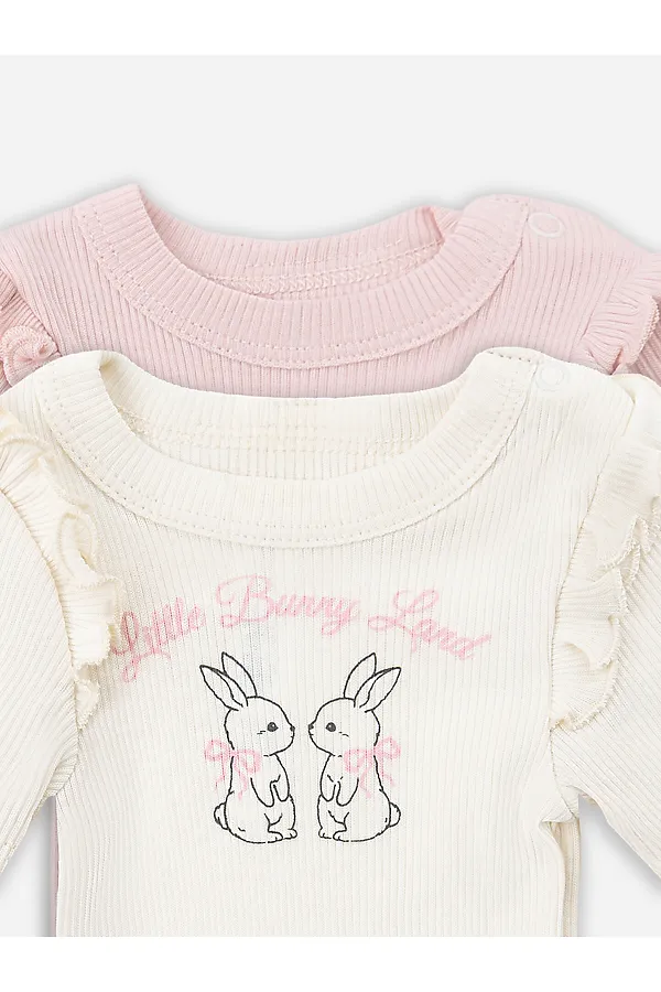 Боди детское (2шт.) MARK FORMELLE, молочный +розовый +печать - фото 2