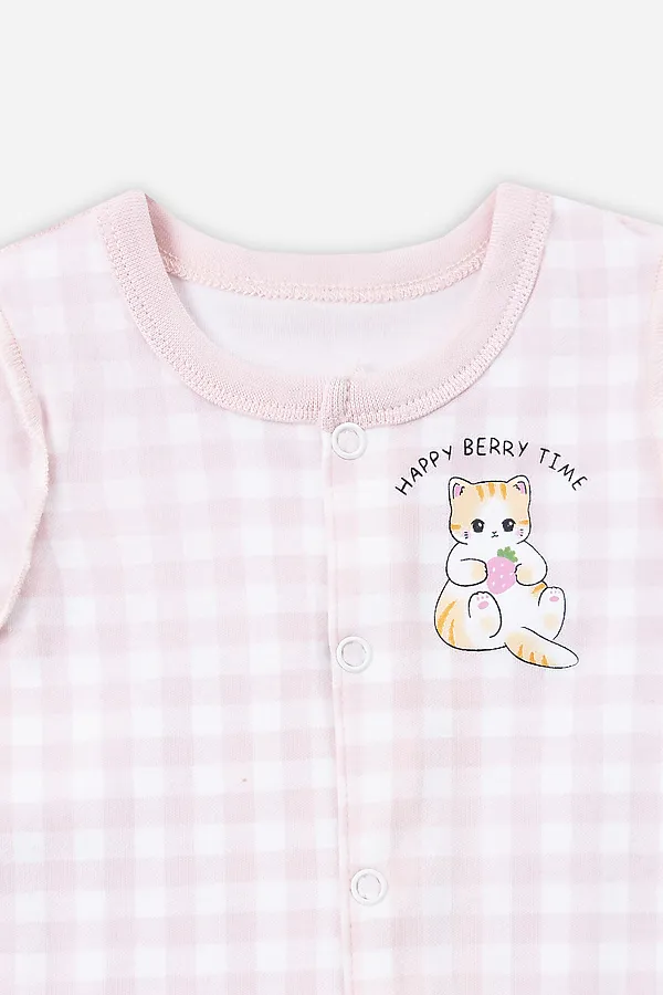 Полукомбинезон нательный детский MARK FORMELLE, розовая клетка на белом - фото 2