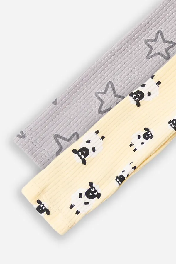 Комбинезон нательный детский (2шт.) MARK FORMELLE, барашки на абрикосовом +звездочки на сером - фото 2