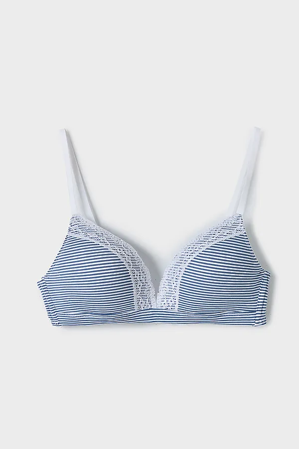 Бюстгальтер женский MARK FORMELLE, белые полоски на синем - фото 2