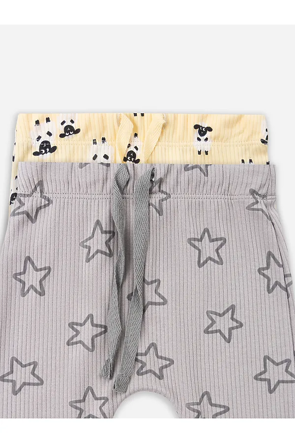 Ползунки детские (2шт.) MARK FORMELLE, барашки на абрикосовом +звездочки на сером - фото 2