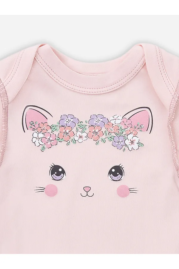 Комплект детский (боди, ползунки) MARK FORMELLE, розовый +цветочки на розовом - фото 2