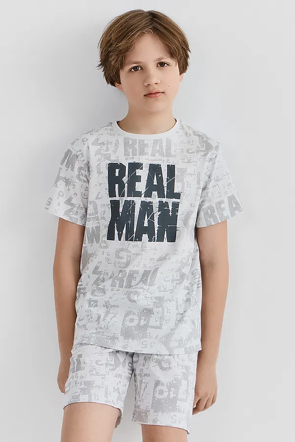 Комплект для мальчиков (футболка, шорты) MARK FORMELLE, мраморный камуфляж - фото 2