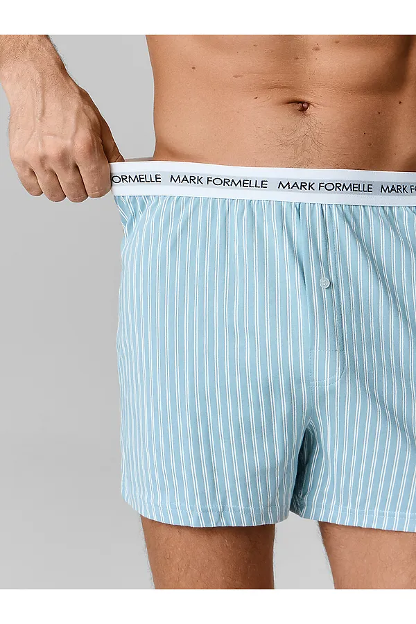 Трусы мужские (2шт) MARK FORMELLE, белая полоска на полыни +морская волна - фото 2