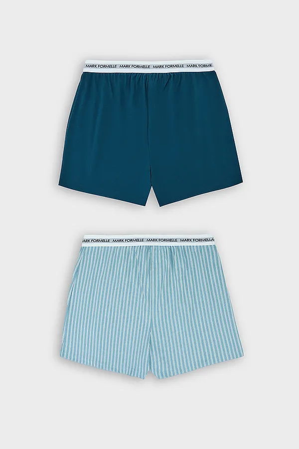 Трусы мужские (2шт) MARK FORMELLE, белая полоска на полыни +морская волна - фото 2