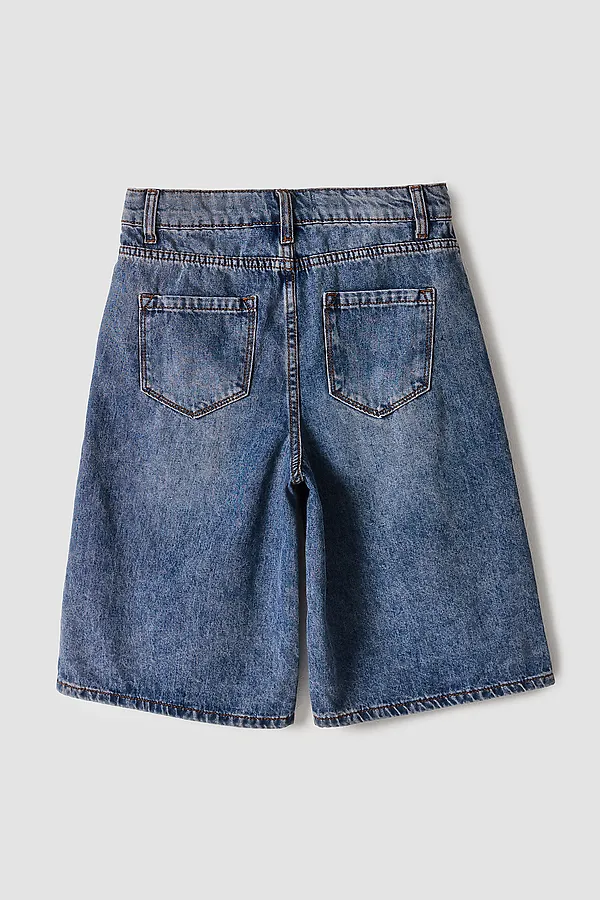 Бермуды джинсовые для девочек MARK FORMELLE, синий +тинт - фото 2