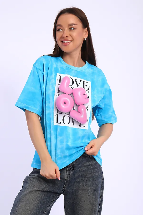 Футболка 74406 НАТАЛИ, батик бирюза - фото 2