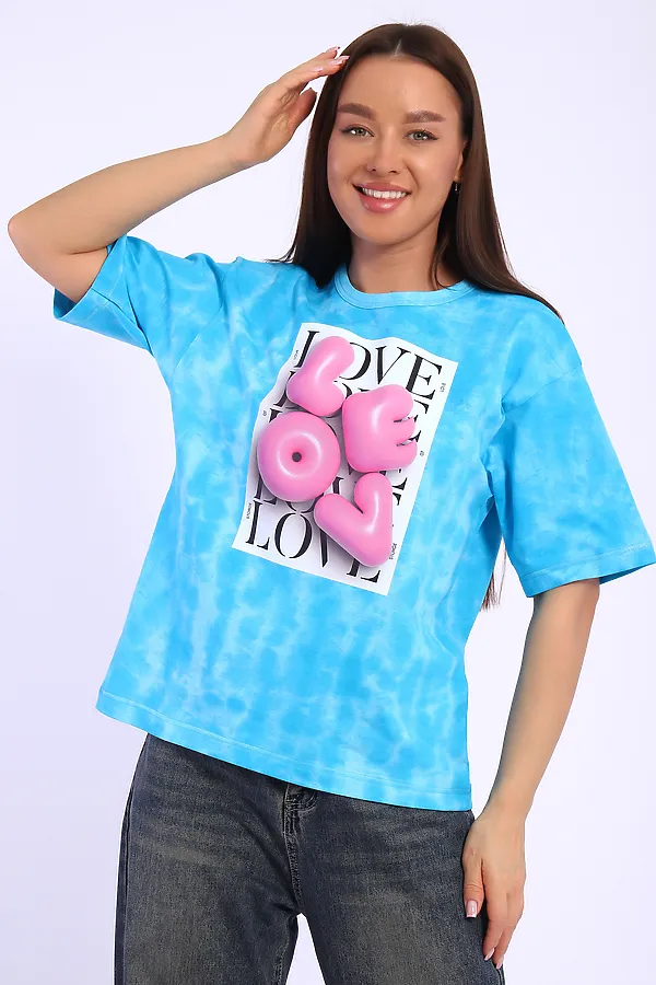 Футболка 74406 НАТАЛИ, батик бирюза - фото 2