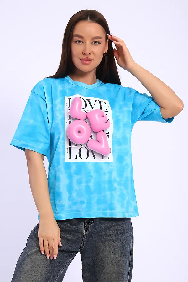 Футболка 74406 НАТАЛИ, батик бирюза - фото 2