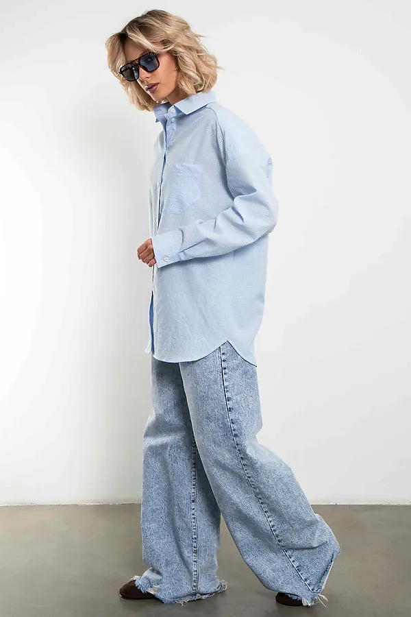  Рубашка Модная клеточка голубого цвета KOSMOS, голубой - фото 2