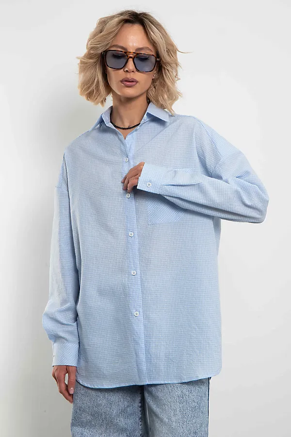  Рубашка Модная клеточка голубого цвета KOSMOS, голубой - фото 2