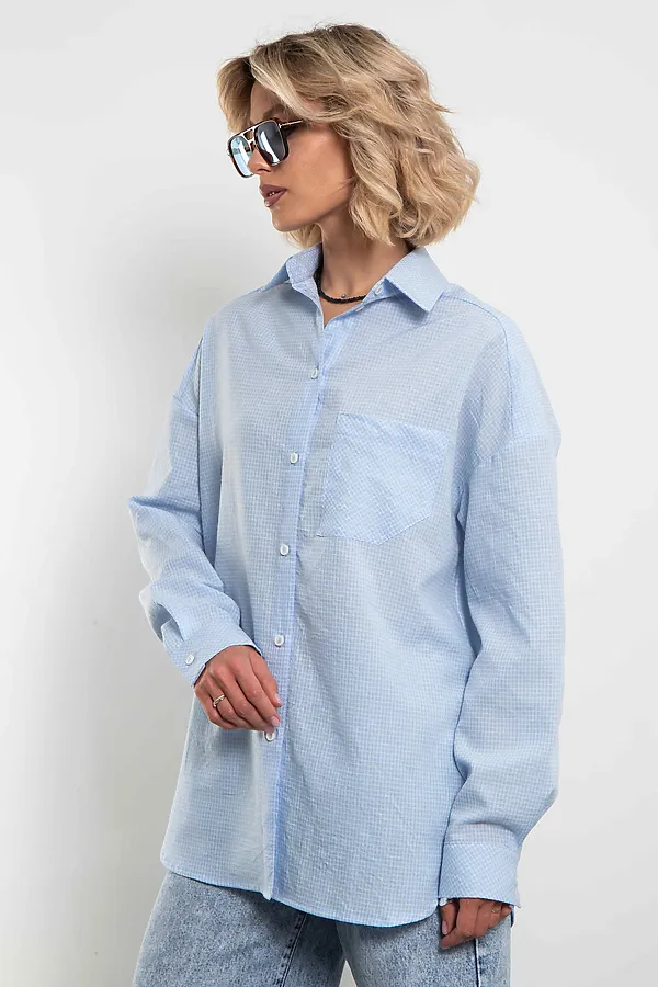 Рубашка Модная клеточка голубого цвета KOSMOS, голубой - фото 2
