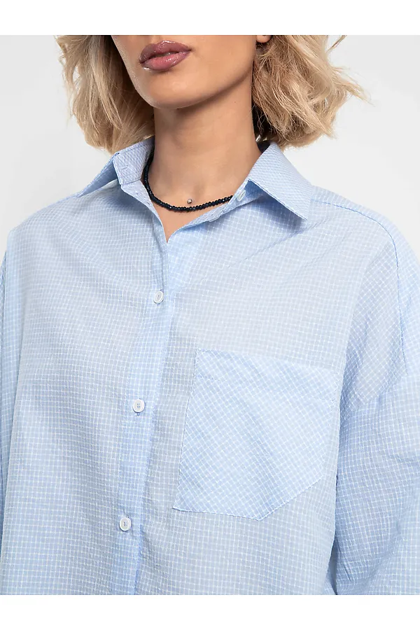  Рубашка Модная клеточка голубого цвета KOSMOS, голубой - фото 2