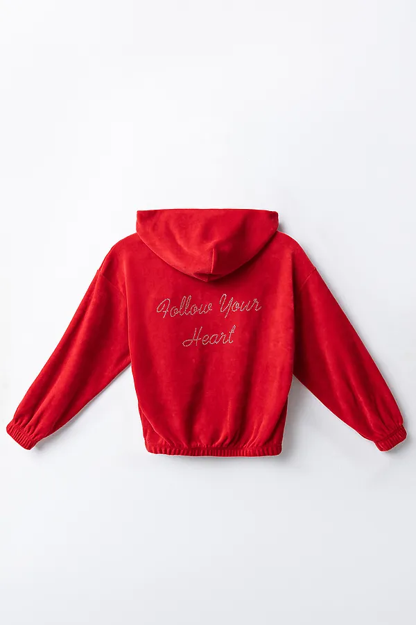 Комплект для девочек (толстовка, брюки) MARK FORMELLE, спелая вишня +печать - фото 2