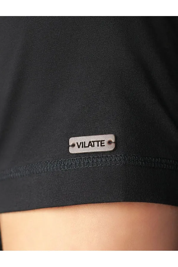 Футболка базовая полуприлегающая из премиального хлопка с принтом VILATTE, черный_компас - фото 2