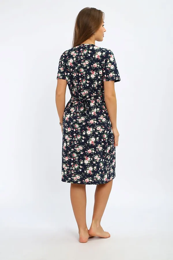 Халат ПХДЖ НАТАЛИ, синий, розы - фото 2