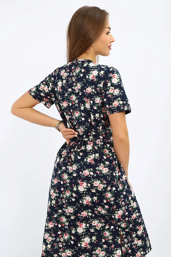 Халат ПХДЖ НАТАЛИ, синий, розы - фото 2