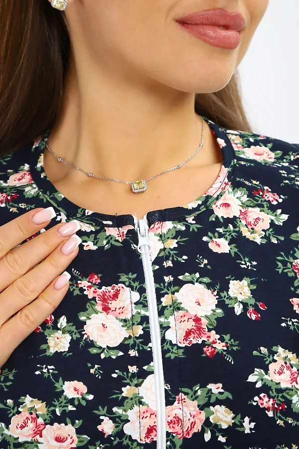 Халат ПХДЖ НАТАЛИ, синий, розы - фото 2