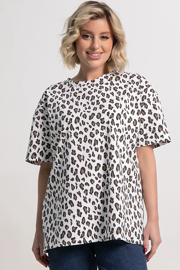 Футболка Ия LADY TAIGA, белая/лео - фото 2