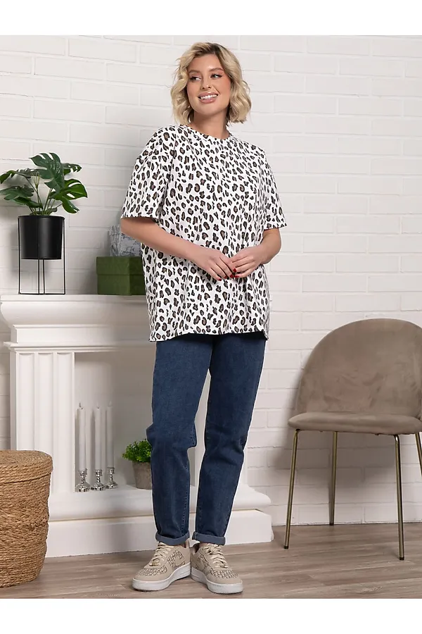 Футболка Ия LADY TAIGA, белая/лео - фото 2