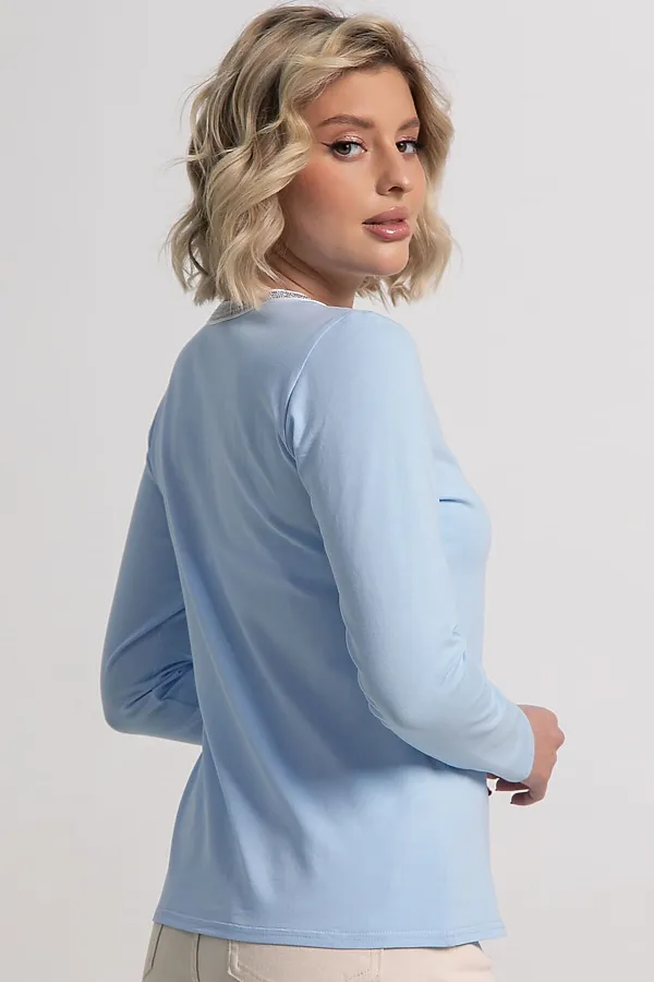 Блуза с кантом Либерти LADY TAIGA, голубая - фото 2