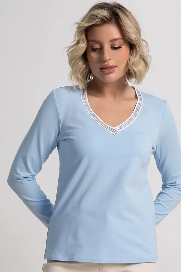 Блуза с кантом Либерти LADY TAIGA, голубая - фото 2