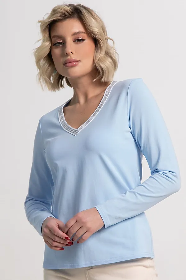 Блуза с кантом Либерти LADY TAIGA, голубая - фото 2