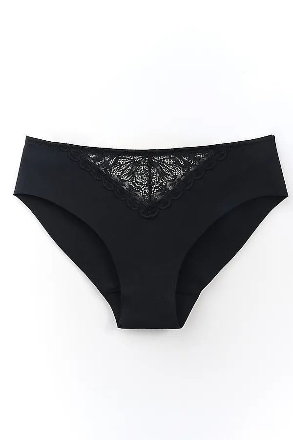 Трусы слипы с кружевом INDEFINI, черный - фото 2
