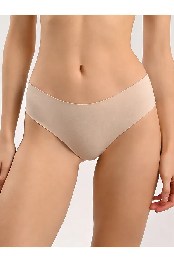 Трусы слипы из хлопка INDEFINI, бежевый - фото 2