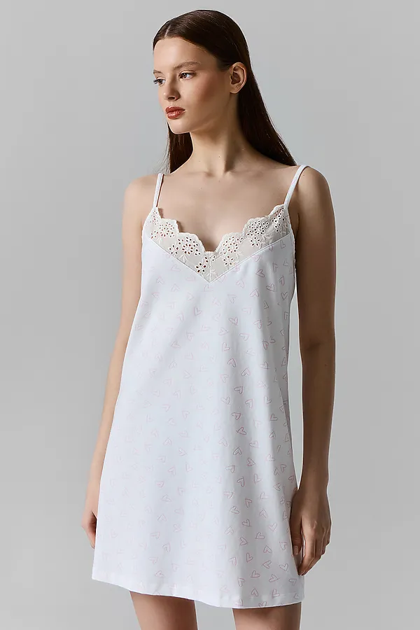 Сорочка ночная женская MARK FORMELLE, сердечки на белом - фото 2