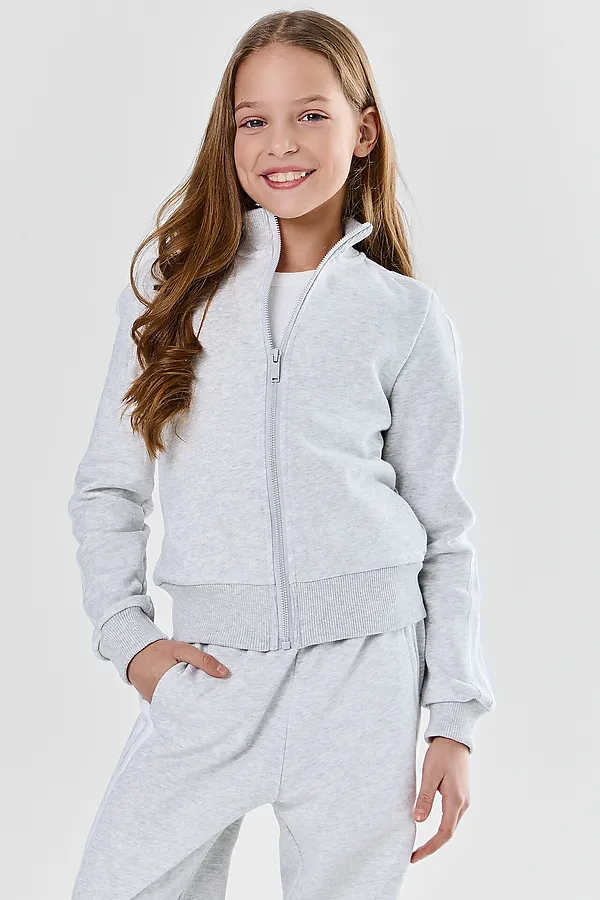 Комплект для девочек (толстовка, брюки) MARK FORMELLE, серый меланж 4306-а - фото 2