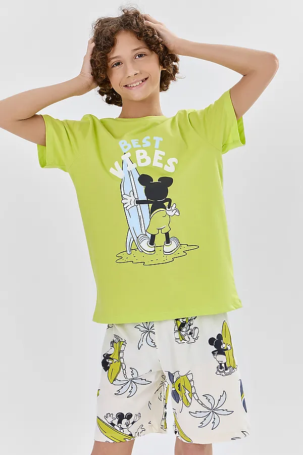 Комплект для мальчиков (футболка, шорты) MARK FORMELLE, дикий лайм +пляжные мышата на молоке - фото 2