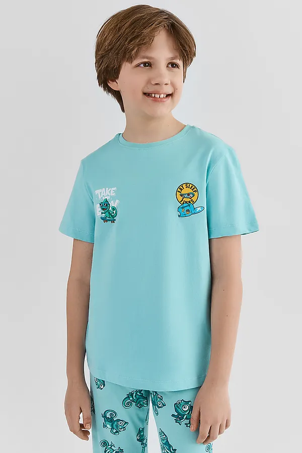 Комплект для мальчиков (футболка, брюки) MARK FORMELLE, морские блики +хамелеоны на морских бликах - фото 2