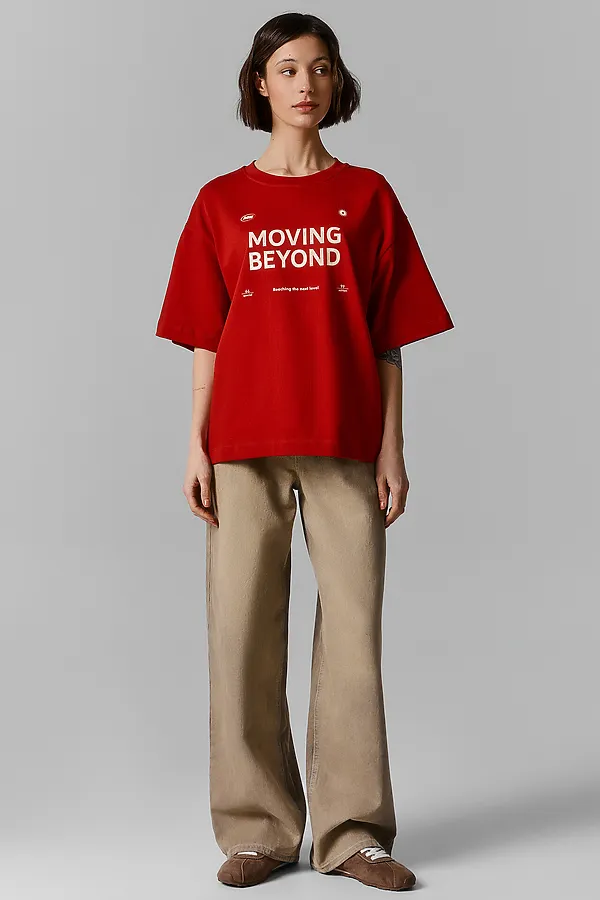 Футболка женская MARK FORMELLE, красная лава +печать - фото 2