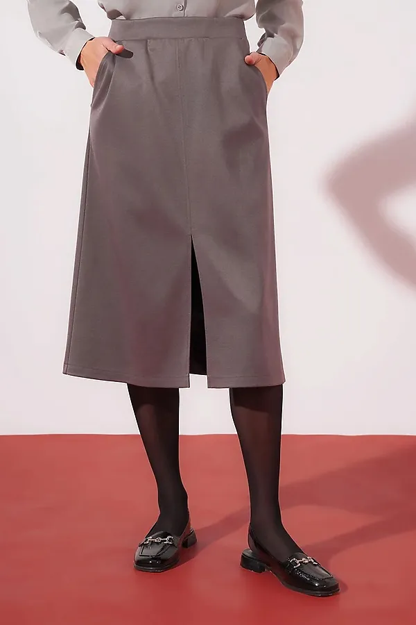 Юбка CLEVER, кофейный/т.серый - фото 2