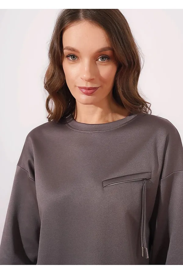 Джемпер CLEVER, кофейный/т.серый - фото 2