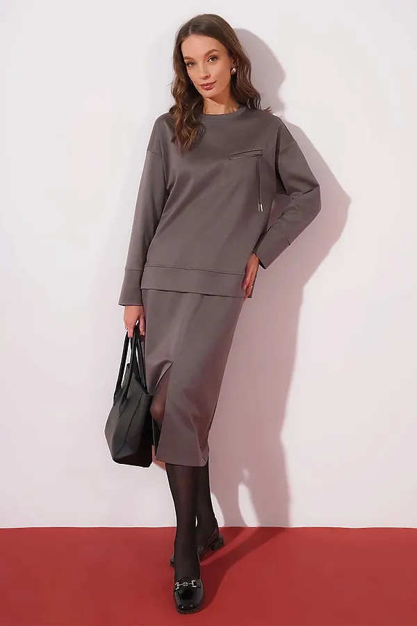 Джемпер CLEVER, кофейный/т.серый - фото 2